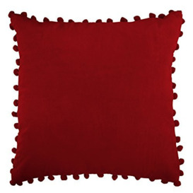 Ragged Rose Arabella Red Velvet Pom pom Cushion
