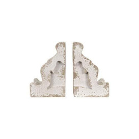 Creative Co-Op Decorative Distressed Magnesia Corbel Bookends, White, Set of 2