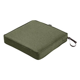 "Classic Accessories Montlake FadeSafe Square Patio Dining Seat Cushion - 3"" Thick - Heavy Duty Outdoor Patio Cushion with Water Resistant Backing, Heather Fern Green, 21""W x 21D x 3T (62-010-HFERN-EC)"
