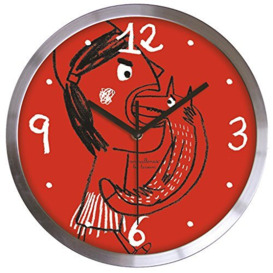 laroom 12308 – Satin Stainless Steel Little Wall Clock, Red