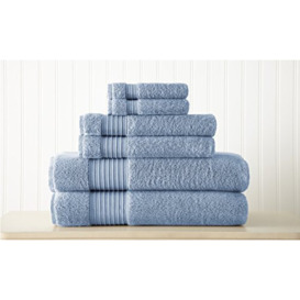 Pacific Coast Textiles 6 Piece 100% Turkish Cotton Towel Set Denim, Single