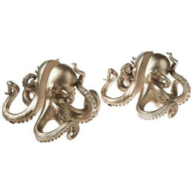 Creative Co-Op Octopus Shaped Resin (Set of 2 Pieces) Bookends, Silver, 2