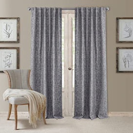 Elrene Blackout Rod Pocket/Back Tab Window Curtain, Fabric, Silver, 52 in x 108 in (1 Panel)