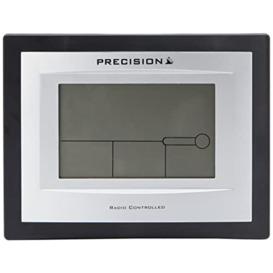 Precision LCD Radio Controlled Wall Desk Clock, Day,Alarm, Temperature Moonphase Display AP046