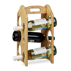Relaxdays Bamboo Wine Rack Holder for Standard-Size Bottles with - Main Image
