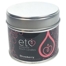 Essential Touch Candles Strawberry Soy Wax Candle Tin, Red, 7 x 7.5 x 7 cm