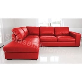 Sofas and More WESTPOINT - CORNER SOFA – FAUX LEATHER – LEFT HAND SIDE (red)