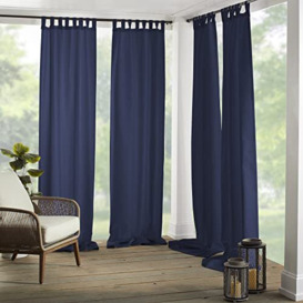 Elrene Home Fashions Matine Weatherproof Tab-Top Indoor/Outdoor Solid Color Curtain Panel for Porch, Pergola, Patio, Deck, 52”W x 108”L, Blue