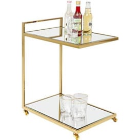 Kare Design Bar Trolley Classy, Gold, Glass mirrored, steel, modern, luxury, drinks trolley for living room, bedroom, kitchen, 64x50x33cm (H/W/D)