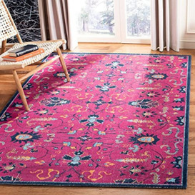 SAFAVIEH Vintage Inspired Rug for Living Room, Dining Room, Bedroom - Artisan Collection, Short Pile, in Fuchsia and Multi, 155 X 229 cm