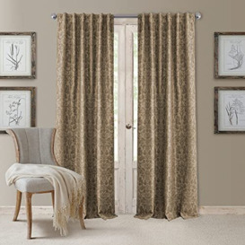 Elrene Home Fashions Blackout Rod Pocket/Back Tab Window Curtain, Fabric, Taupe, 52 in x 95 in (1 Panel)