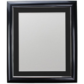 FRAMES BY POST Soda Picture Photo Frame, Plastic, Charcoal with Black Mount, 16 x 12 Image Size 12 x 8 Inch