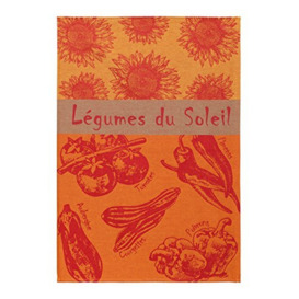 "Coucke French Produce Collection - Summer Vegetables Jacquard Cotton Towel, 20"" x 30"", Orange and Red"
