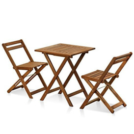 Furinno Outdoor Hardwood 3 Piece Bistro Set in Teak Oil, 1 Table & 2 Chairs, Wood, Natural