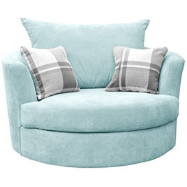 Sofas and More Large Swivel Round Cuddle Chair Fabric (Blue)