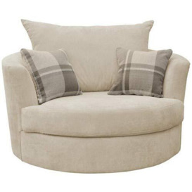 Sofas and More Large Swivel Round Cuddle Chair Fabric (Cream)