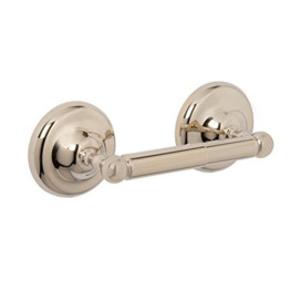 Croydex Flexi-Fix Grosvenor Spindle Toilet Roll Holder - Antique Gold, Easy to Fit, No Drilling Required, Gold Bathroom Toilet Roll Holder, Screw or Glue Toilet Paper Holder, All Fixings Included
