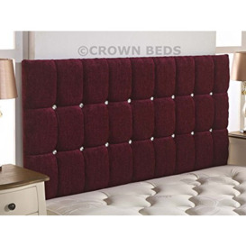 CROWNBEDSUK Omega diamante chenille headboard in 2ft6,3tf,4ft,4ft6,5ft,6ft (6FT SUPER KINGSIZE, Maroon)