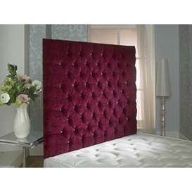 CROWNBEDSUK CHESTERFIELD WALL HEADBOARD CHENILLE IN 2ft6,3ft,4ft,4ft6,5ft,6ft Height 44'' MATCHING BUTTONS (2FT6 SMALL SINGLE, Maroon)