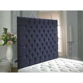 CROWNBEDSUK CHESTERFIELD WALL HEADBOARD CHENILLE IN 2ft6,3ft,4ft,4ft6,5ft,6ft Height 44'' MATCHING BUTTONS (2FT6 SMALL SINGLE, Purple)