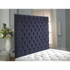 CROWNBEDSUK CHESTERFIELD WALL HEADBOARD CHENILLE IN 2ft6,3ft,4ft,4ft6,5ft,6ft 36'' OR 44 '' HEIGHT MATCHING BUTTONS (6FT SUPER KINGSIZE 36'', Purple)