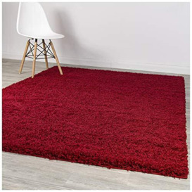 A2Z Rug Pera Shaggy Luxury Super Soft 5cm Pile Thickness 160X220cm - 5'4''x7'5''ft Plain Red Shag Area Rugs