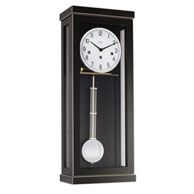 Hermle Wall Clock, Wood Glass, Black, 57 cm x 22,5 cm x 13 cm
