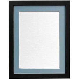 "FRAMES BY POST 25mm Black Photo Picture Poster Frame with Blue Mount 30"" x 24"" For Pic Size 24"" x 16"" (Plastic Glass)"