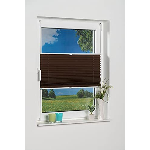 K-home Pleated Blackout Blind, Polyester, Chocolate, 60 x 130 (W x L)