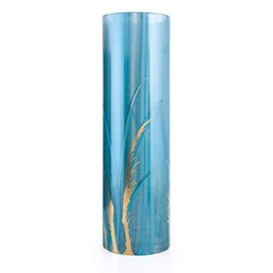 Angela neue Wiener Werkstaette Andrea Glass Vase Refined Cylindrical Glass Turquoise Blue 10 x 10 x 30 cm