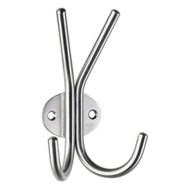 Alco Stainless steel double coat hook, approx. 13 cm, silver, Metal, 13 x 8.5 x 4.5 cm