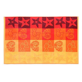 Gözze - Beach Towel, 100% Cotton, Starfish, 100 x 160 cm - Red/Yellow