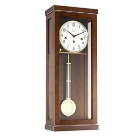Hermle Wall Clock, Wood, Walnut, 57cm x 22,5cm x 13 cm