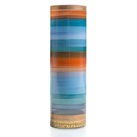 Angela neue Wiener Werkstaette 71202531 Finished Glass Vase Cylindrical, Blue/Orange, 10x 10x 25 cm