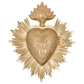 Sacred Heart, Milagro Metal Heart, Gold Heart Box, Ex Voto