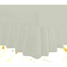 LinenZone Extra Deep Fitted Frilled Valance Bed Sheet Easy Care 18 Colours, Single - Silver