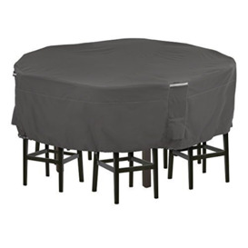 Classic Accessories Ravenna Water-Resistant 94 Inch Tall Round Patio Table & Chair Set Cover, Outdoor Table and Chair Cover,Dark Taupe