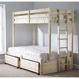 STRICTLY BEDS&BUNKS Duke Triple Sleeper Bunk Bed with Underbed Drawers, 4ft 6 Double & 3ft Single