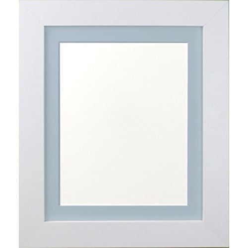 FRAMES BY POST London Picture, Photo and Poster Frame, Plastic Glass, White with Blue Mount, A1 Image Size A2