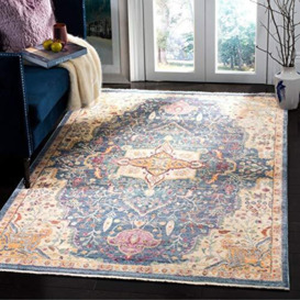 SAFAVIEH Traditional Rug for Living Room, Dining Room, Bedroom - Illusion Collection, Short Pile, in Blue and Purple, 152 X 244 cm