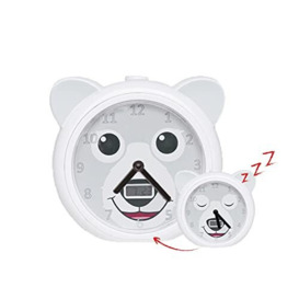 ZAZU Bobby The Bear Clock - Sleep Trainer Clock for Kids - Helps teach your Child when to Wake up - 30 second nightlight - Light Up Alarm Clock - Opens and closes eyes - Variable volume