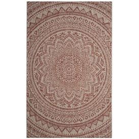 SAFAVIEH Contemporary Rug for Indoor & Outdoor - Courtyard Collection, Short Pile, in Light Beige and Terracotta color, 201 X 290 cm