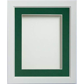 Frame Company Ainsworth Range White 8x8 inch Picture Photo Frame with Bottle Green Mount for Image 6x6 inch * Choice of Sizes* Fitted with Real Glass