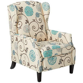 Christopher Knight Home Westeros Traditional Wingback Fabric Recliner Chair (White Floral), Polyester Birch, Beige, Blue, Brown