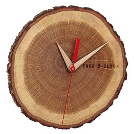 TFA Dostmann Tree-O 60.3046.08 Oak Wall Clock Hand Made in EU Unique Oiled, Brown, L242 x B42 x H234 mm