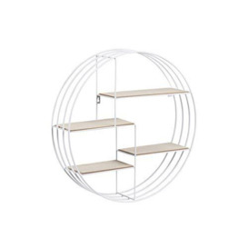 AC Design Furniture Nadine Round Wall Shelf with 4 Shelves in White Metal, Small Wall Decor, White Floating Shelf, Hanging Shelf in Industrial style, H: 45 x W: 45 x D: 10 cm