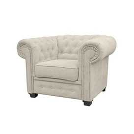 Chesterfield Style Corner Sofa Set 3+2 Seater Armchair Cream Fabric (Armchair)