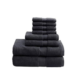 MADISON PARK SIGNATURE 800GSM 100% Cotton Luxurious Bath Towel Set Highly Absorbent, Quick Dry, Hotel & Spa Quality for Bathroom, Multi-Sizes, Black 8 Piece