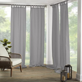 Elrene Home Fashions Matine Solid Tab-Top Indoor/Outdoor Curtain Panel, 52 inches X 95 inches, Gray