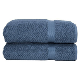 Linum Home Textiles Herringbone Bath Sheet (Set of 2), Midnight Blue